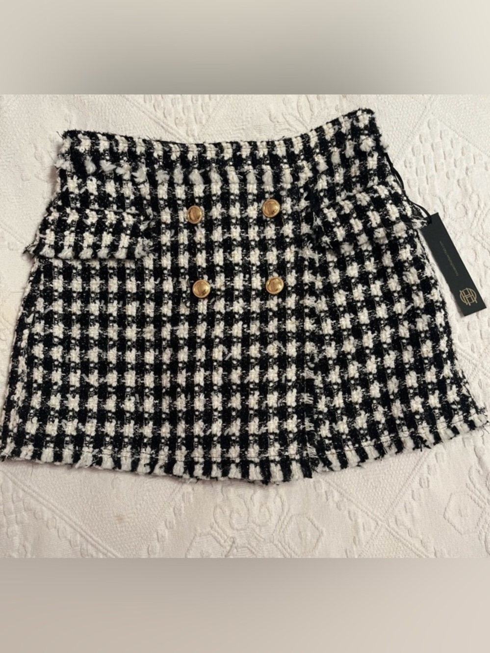 House of Harlow Wool Blend Skort Skirt Women’s Size S Tiered White Black